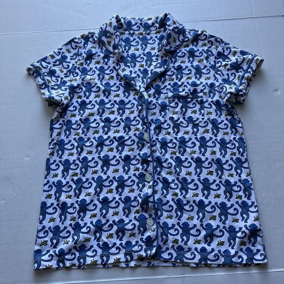 Roller Rabbit Short Sleeve Button Down Monkey Pajama Shirt Cotton Sleepwear Top - Picture 4 of 11